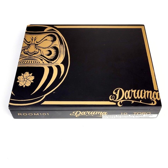 ROOM 101 Daruma 10 Toro Empty Wooden Cigar Box Tiki Graphics 9.25x7.5x1.5 VGC - Picture 1 of 8